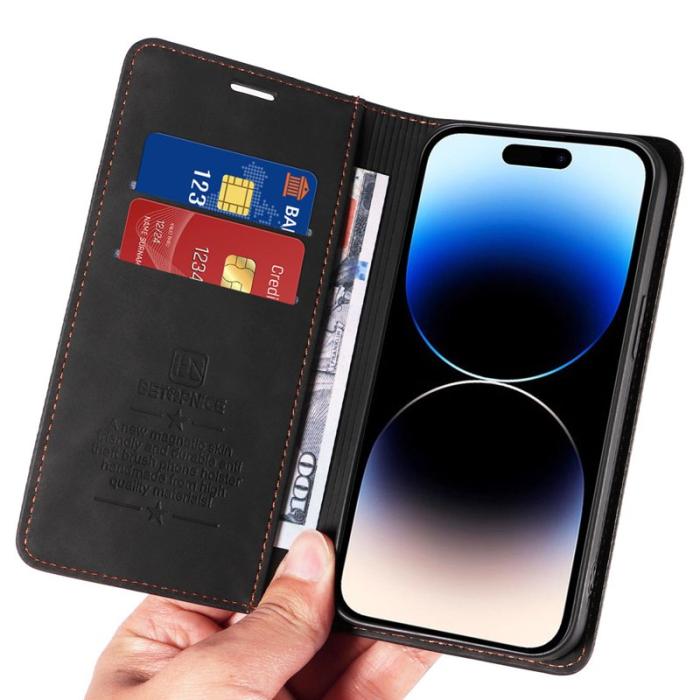 BETOPNICE - BETOPNICE 003 iPhone 15 Pro Max Fodral TPU + PU Läder - Svart