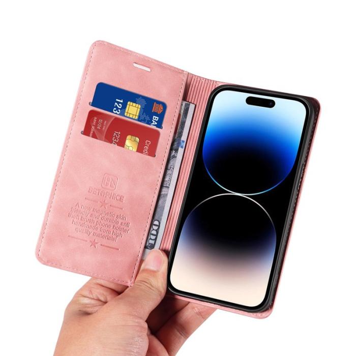 BETOPNICE - BETOPNICE 003 iPhone 15 Pro Skal Äkta Läder - Pink