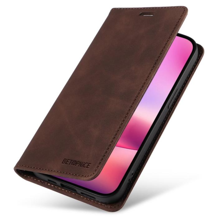 BETOPNICE - BETOPNICE 003 iPhone 16 Fodral i Äkta Läder - Brun