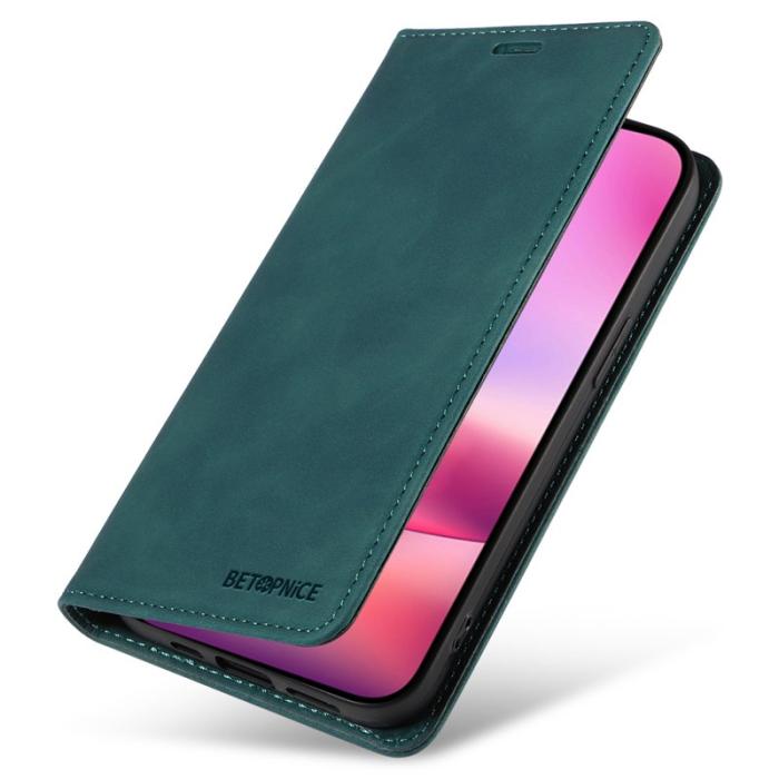 BETOPNICE - BETOPNICE 003 iPhone 16 Fodral i Äkta Läder - Grön