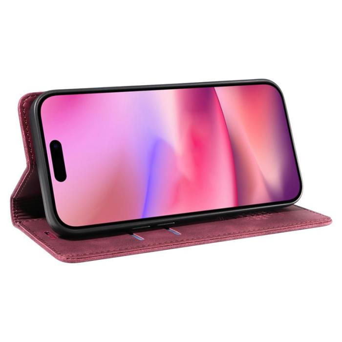 BETOPNICE - BETOPNICE 003 iPhone 16 Fodral i Äkta Läder - Röd