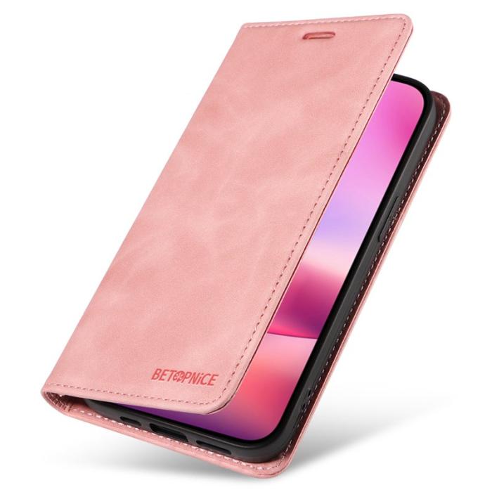 BETOPNICE - BETOPNICE 003 iPhone 16 Fodral i Äkta Läder - Rosa