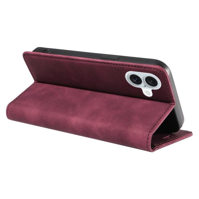 BETOPNICE - BETOPNICE 003 iPhone 16 Plus Fodral RFID Blocking Konstläder - Röd