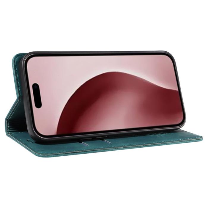 BETOPNICE - BETOPNICE 003 iPhone 16 Pro Fodral Wallet Äkta läder - Grön