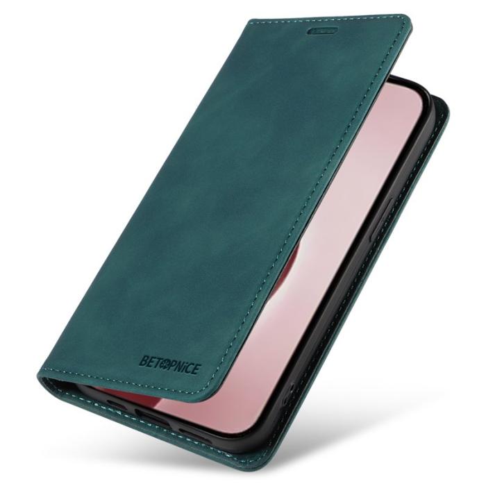 BETOPNICE - BETOPNICE 003 iPhone 16 Pro Fodral Wallet Äkta läder - Grön
