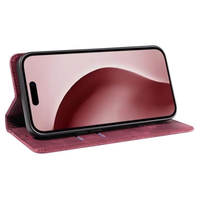 BETOPNICE - BETOPNICE 003 iPhone 16 Pro Fodral Wallet Äkta läder - Röd