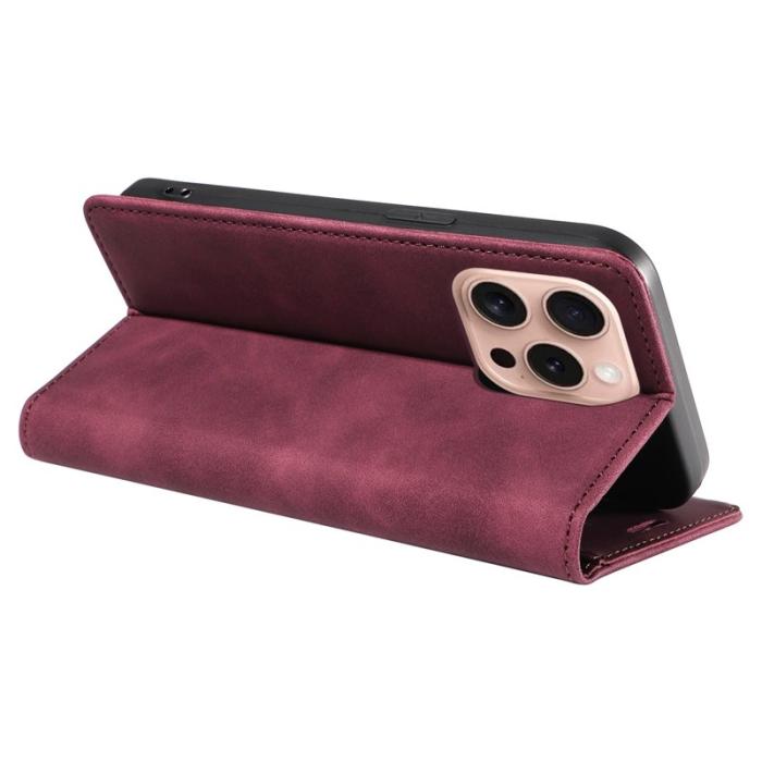 BETOPNICE - BETOPNICE 003 iPhone 16 Pro Fodral Wallet Äkta läder - Röd