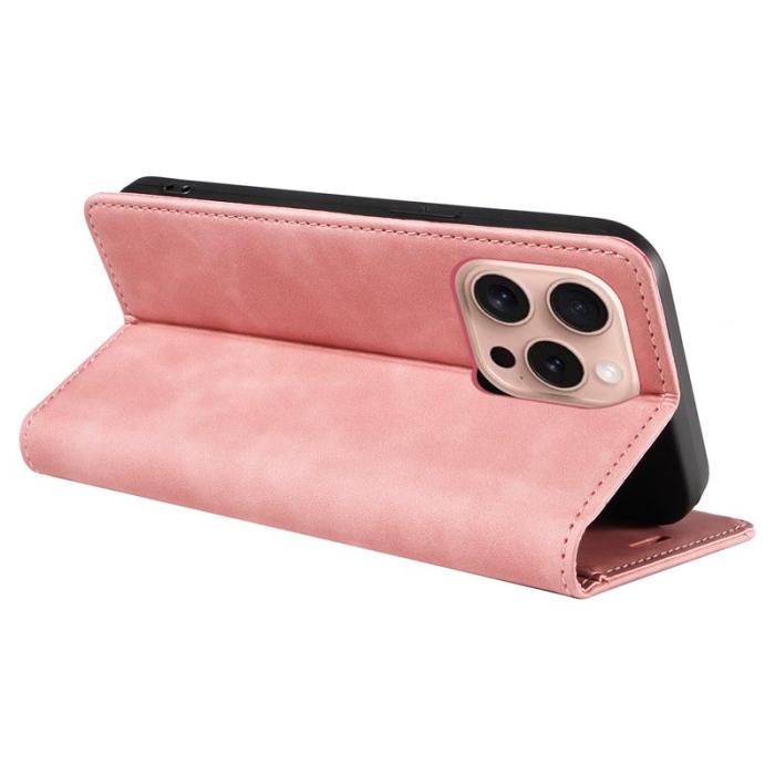 BETOPNICE - BETOPNICE 003 iPhone 16 Pro Fodral Wallet Äkta läder - Rosa