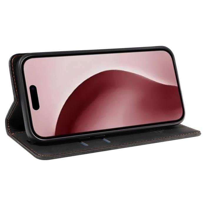 BETOPNICE - BETOPNICE 003 iPhone 16 Pro Fodral Wallet Äkta läder - Svart