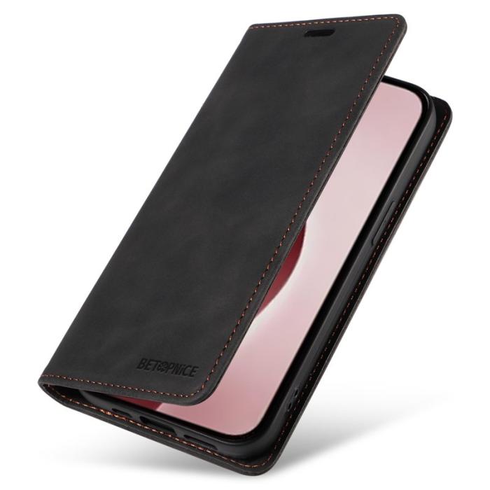 BETOPNICE - BETOPNICE 003 iPhone 16 Pro Fodral Wallet Äkta läder - Svart
