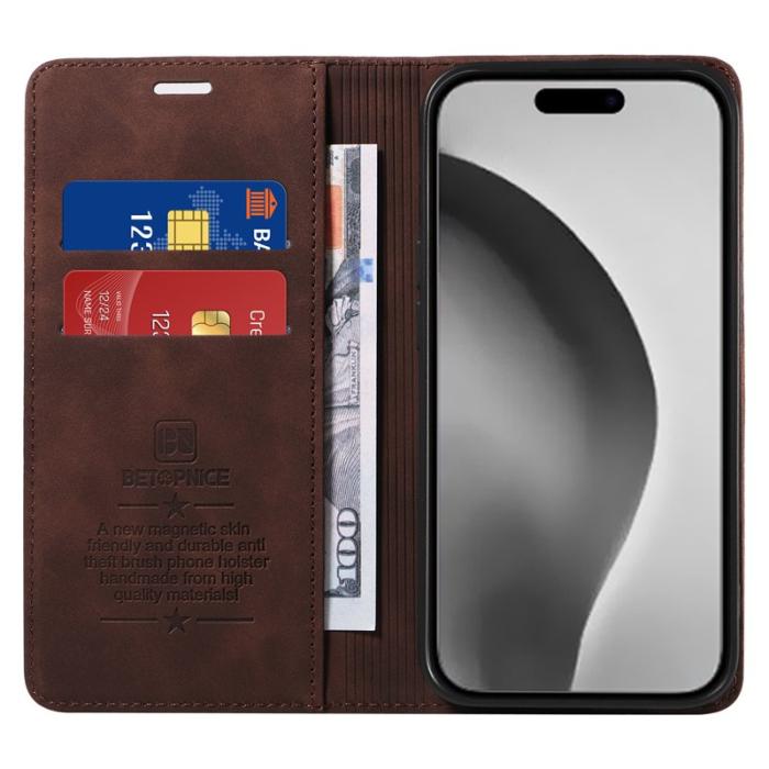 BETOPNICE - BETOPNICE 003 iPhone 16 Pro Max Fodral Äkta läder - Brun