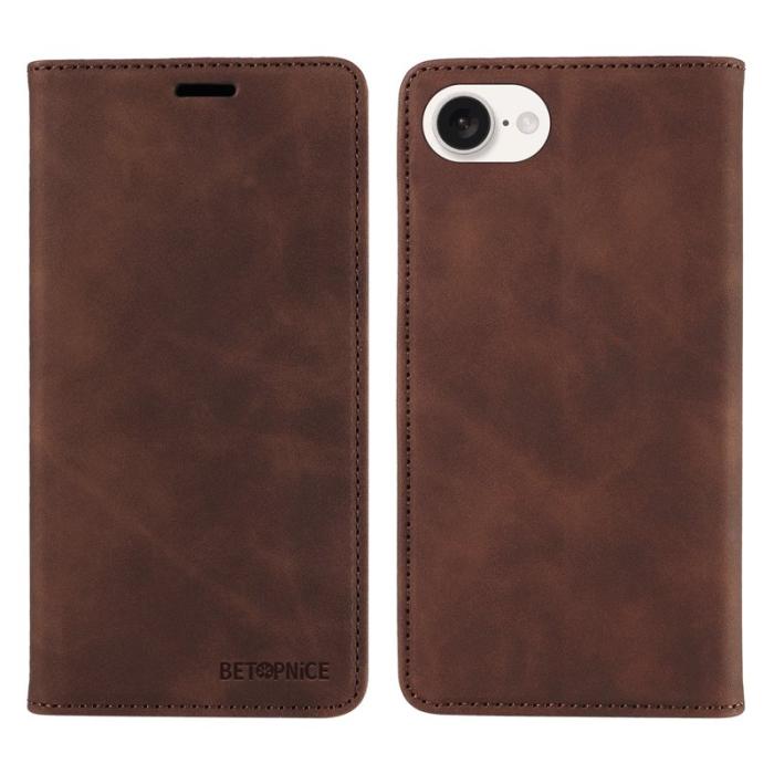 BETOPNICE - BETOPNICE 003 iPhone 16e Wallet Fodral Äkta läder - Brun