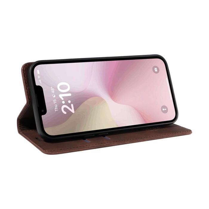 BETOPNICE - BETOPNICE 003 iPhone 16e Wallet Fodral Äkta läder - Brun