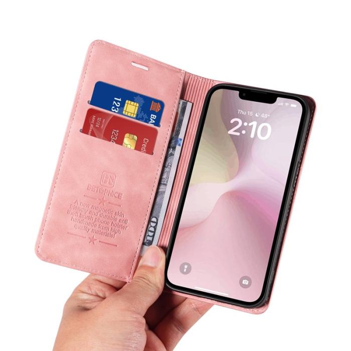 BETOPNICE - BETOPNICE 003 iPhone 16e Wallet Fodral Äkta läder - Rosa