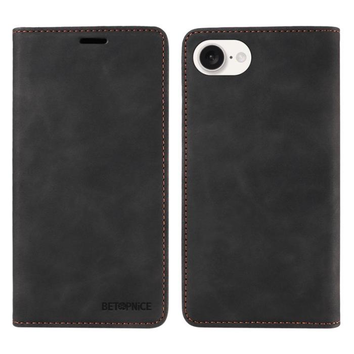 BETOPNICE - BETOPNICE 003 iPhone 16e Wallet Fodral Äkta läder - Svart