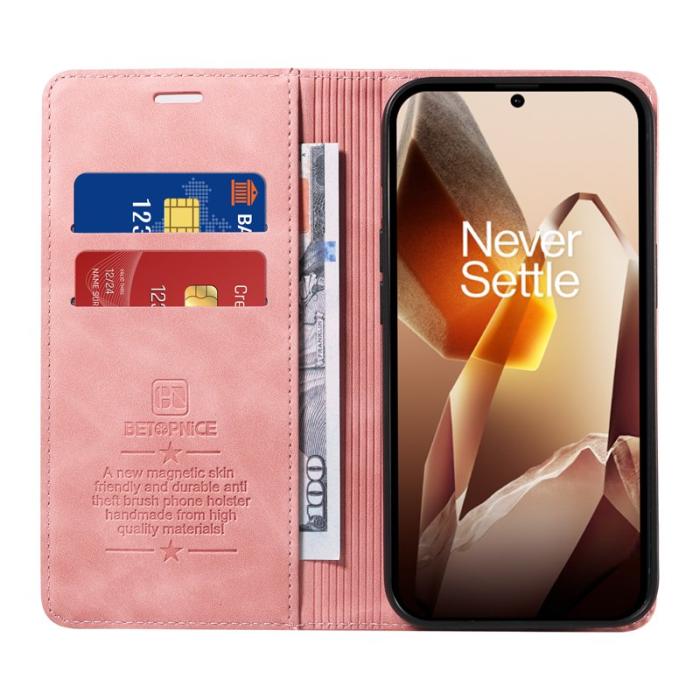 BETOPNICE - BETOPNICE 003 OnePlus 13 Fodral i Äkta Läder - Rosa