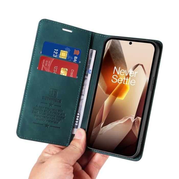 BETOPNICE - BETOPNICE 003 OnePlus 13 Wallet Fodral Äkta läder - Grön