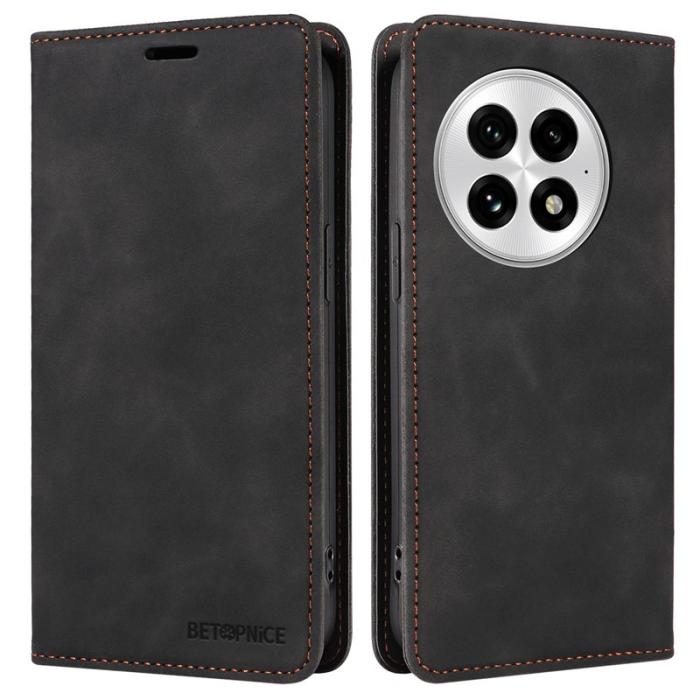 BETOPNICE - BETOPNICE 003 OnePlus 13 Wallet Fodral Äkta läder - Svart