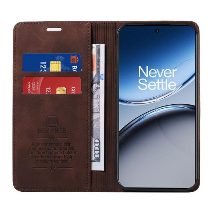 BETOPNICE - BETOPNICE 003 OnePlus Nord 4 Wallet Fodral Äkta läder - Brun