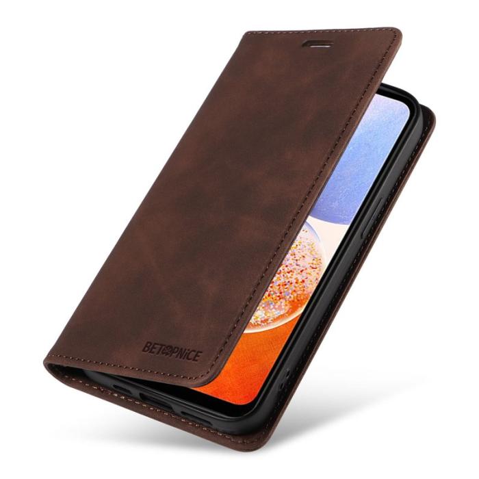 BETOPNICE - BETOPNICE 003 Samsung Galaxy A14 Fodral Äkta läder - Brun