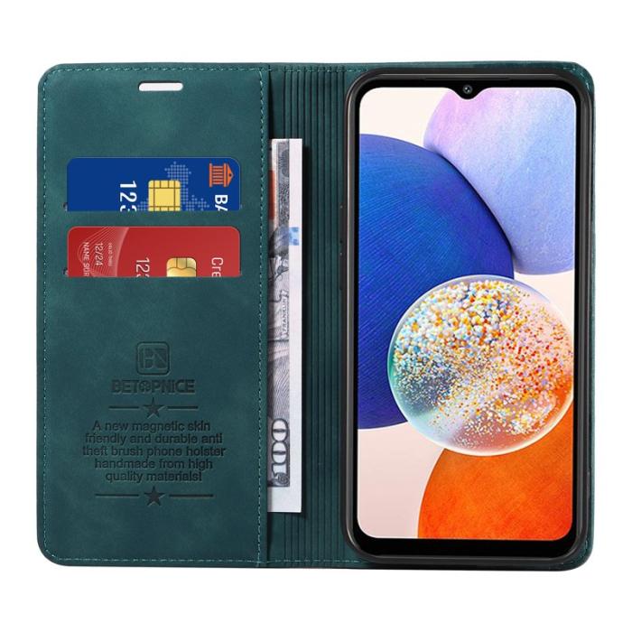 BETOPNICE - BETOPNICE 003 Samsung Galaxy A14 Fodral Äkta läder - Grön
