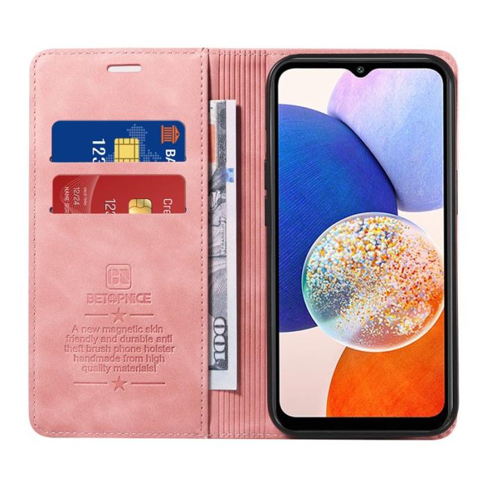 BETOPNICE - BETOPNICE 003 Samsung Galaxy A14 Fodral Äkta läder - Pink