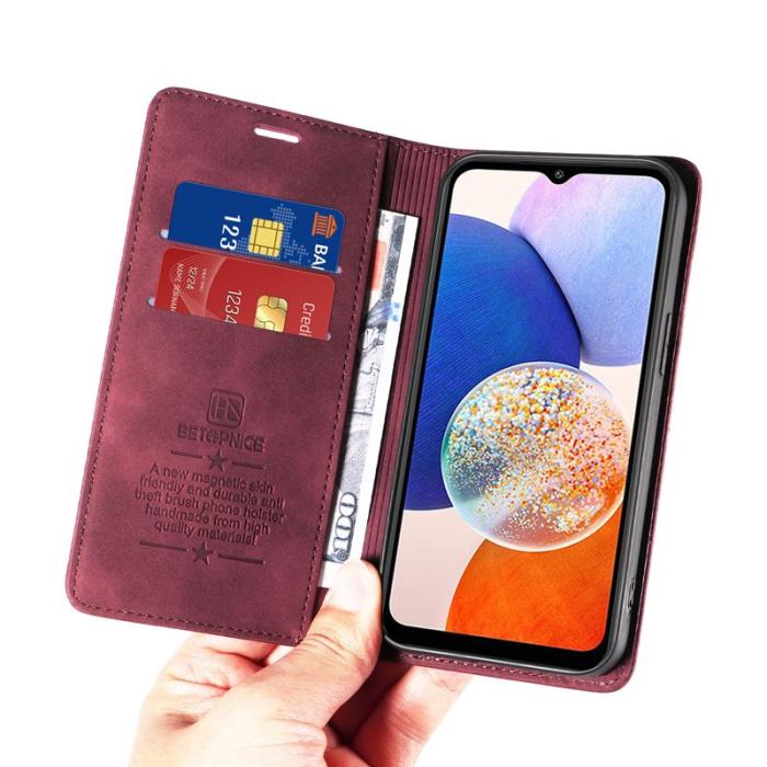 BETOPNICE - BETOPNICE 003 Samsung Galaxy A14 Fodral - PU Läder - Röd