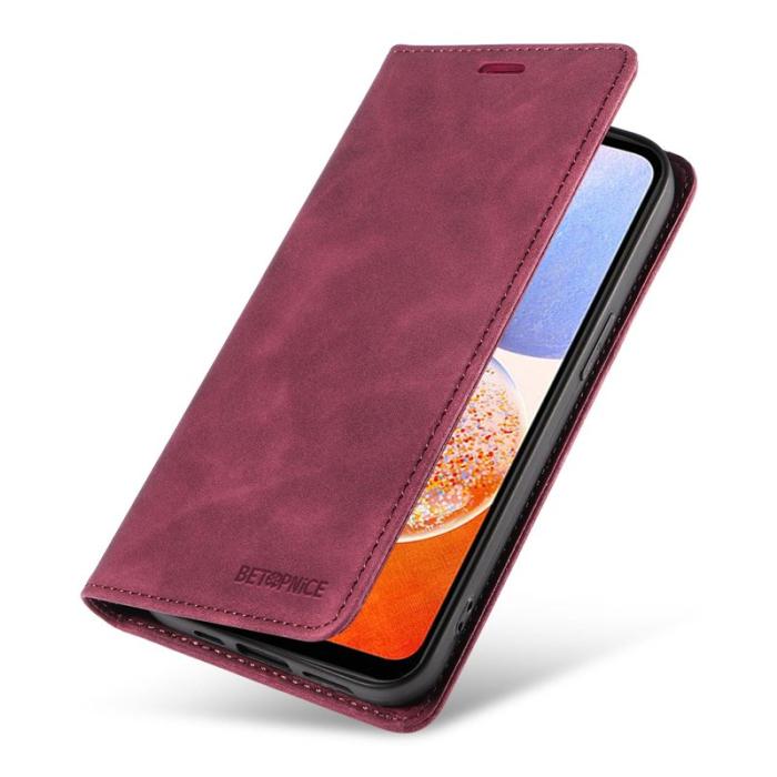 BETOPNICE - BETOPNICE 003 Samsung Galaxy A14 Fodral - PU Läder - Röd