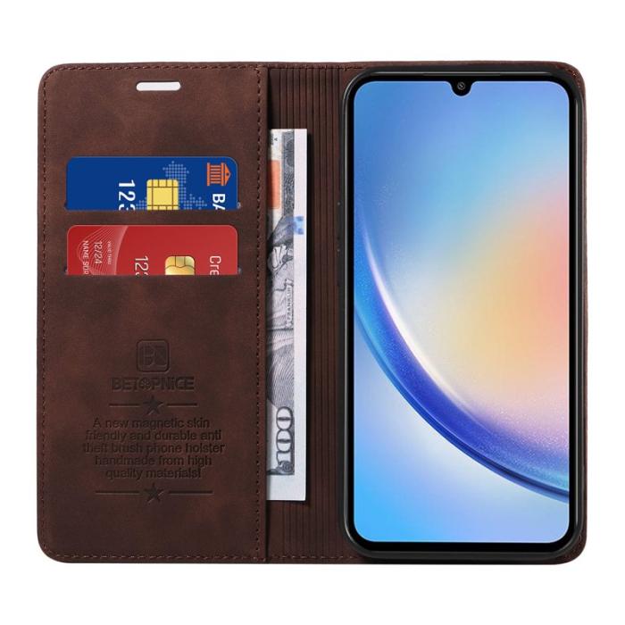 BETOPNICE - BETOPNICE 003 Samsung Galaxy A34 5G Fodral - PU Läder - Brun