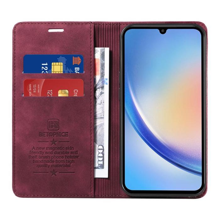 BETOPNICE - BETOPNICE 003 Samsung Galaxy A34 5G Fodral - PU Läder - Röd