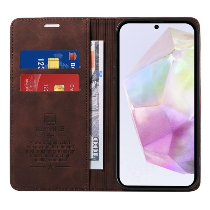 BETOPNICE - BETOPNICE 003 Samsung Galaxy A36 5G Fodral Äkta läder - Brun