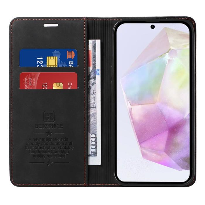 BETOPNICE - BETOPNICE 003 Samsung Galaxy A36 5G Fodral Äkta läder - Svart