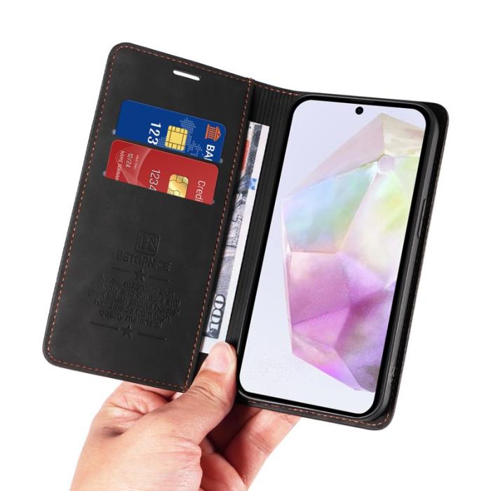 BETOPNICE - BETOPNICE 003 Samsung Galaxy A36 5G Fodral Äkta läder - Svart