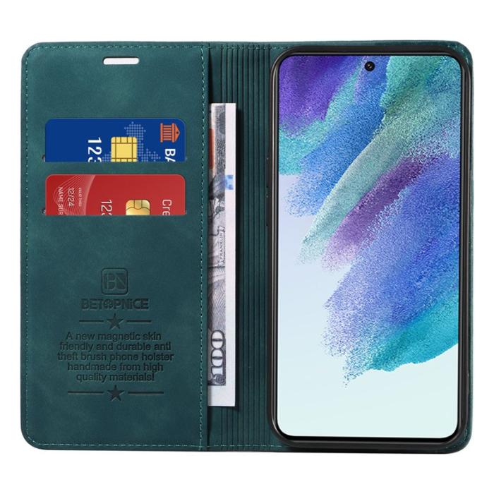 BETOPNICE - BETOPNICE 003 Samsung Galaxy S21 FE 5G Fodral - PU Läder - Grön