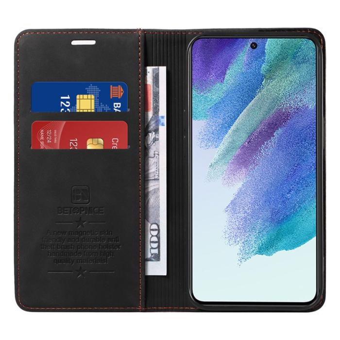 BETOPNICE - BETOPNICE 003 Samsung Galaxy S21 FE Fodral - PU Läder - Svart