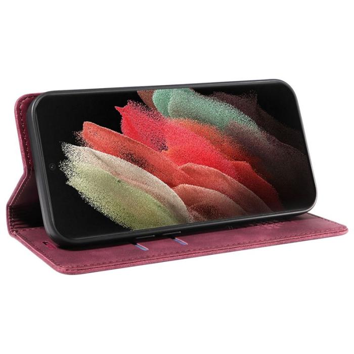 BETOPNICE - BETOPNICE 003 Samsung Galaxy S21 Ultra 5G Fodral Äkta läder - Röd