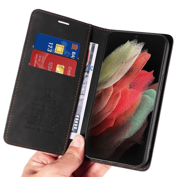 BETOPNICE - BETOPNICE 003 Samsung Galaxy S21 Ultra Fodral Äkta läder - Svart