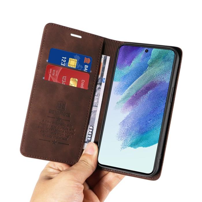 BETOPNICE - BETOPNICE 003 Samsung Galaxy S22+ Fodral Äkta läder - Brun