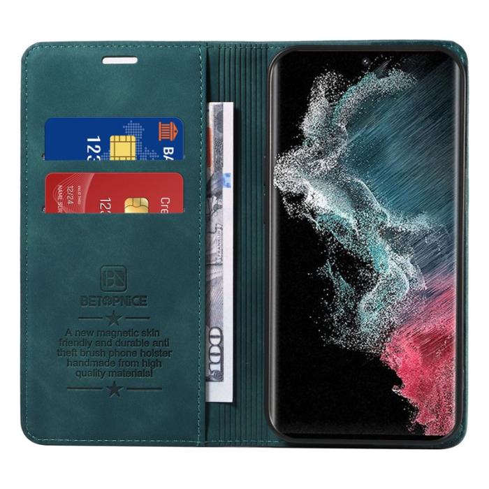 BETOPNICE - BETOPNICE 003 Samsung Galaxy S22 Ultra Fodral Äkta läder - Grön