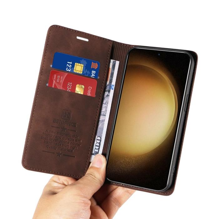 BETOPNICE - BETOPNICE 003 Samsung Galaxy S23+ Fodral Äkta läder - Brun