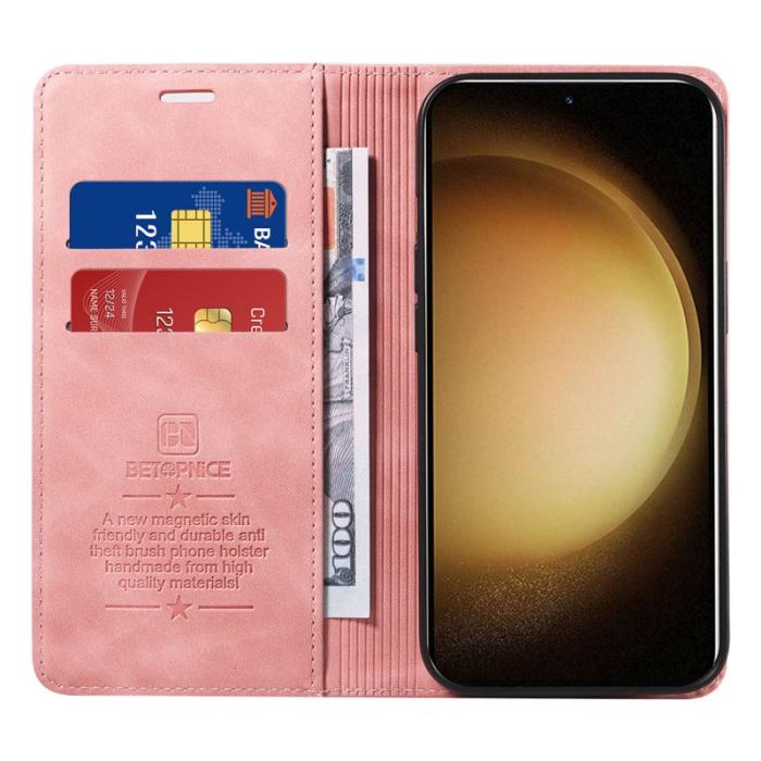 BETOPNICE - BETOPNICE 003 Samsung Galaxy S23+ Fodral Äkta läder - Pink