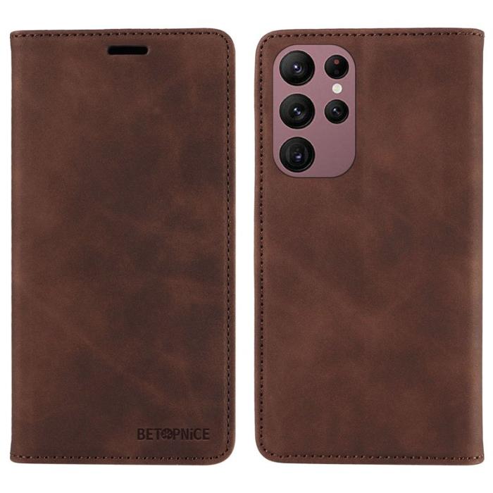 BETOPNICE - BETOPNICE 003 Samsung Galaxy S23 Ultra Fodral Äkta läder - Brun