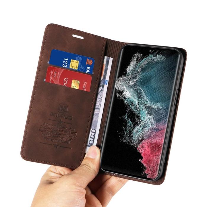BETOPNICE - BETOPNICE 003 Samsung Galaxy S23 Ultra Fodral Äkta läder - Brun