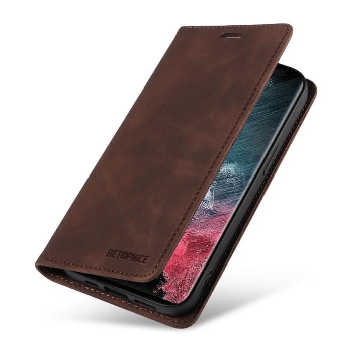 BETOPNICE - BETOPNICE 003 Samsung Galaxy S23 Ultra Fodral Äkta läder - Brun