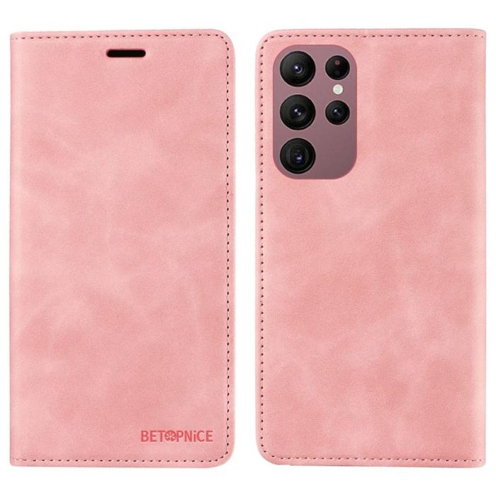 BETOPNICE - BETOPNICE 003 Samsung Galaxy S23 Ultra Fodral Äkta läder - Pink