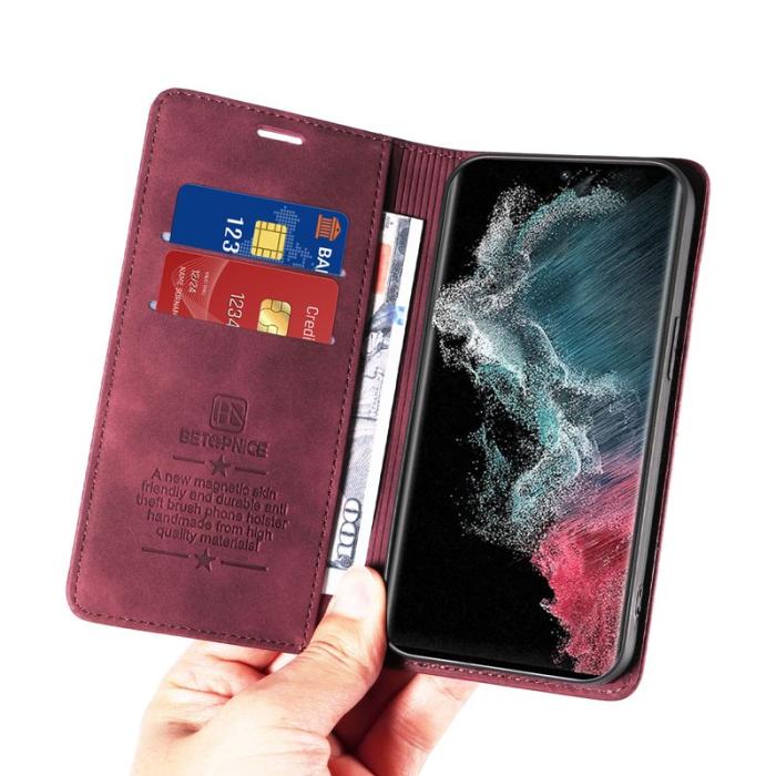BETOPNICE - BETOPNICE 003 Samsung Galaxy S23 Ultra Fodral Äkta läder - Röd