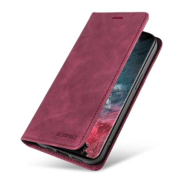 BETOPNICE - BETOPNICE 003 Samsung Galaxy S23 Ultra Fodral Äkta läder - Röd