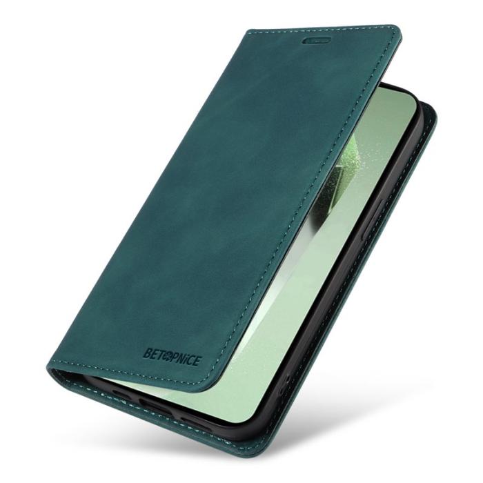 BETOPNICE - BETOPNICE 003 Samsung Galaxy S24 FE Fodral Äkta läder - Grön