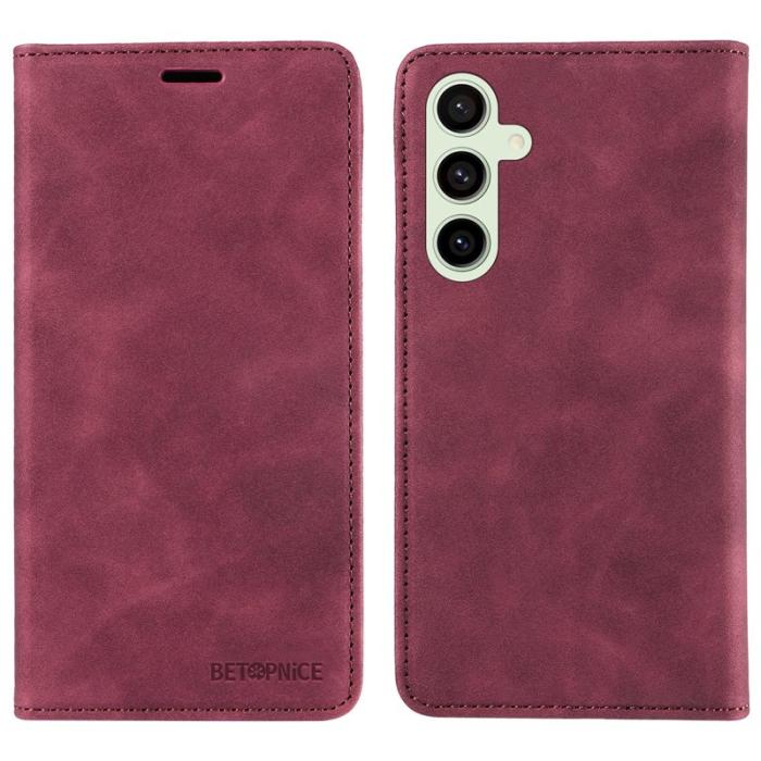 BETOPNICE - BETOPNICE 003 Samsung Galaxy S24 FE Fodral Äkta läder - Röd