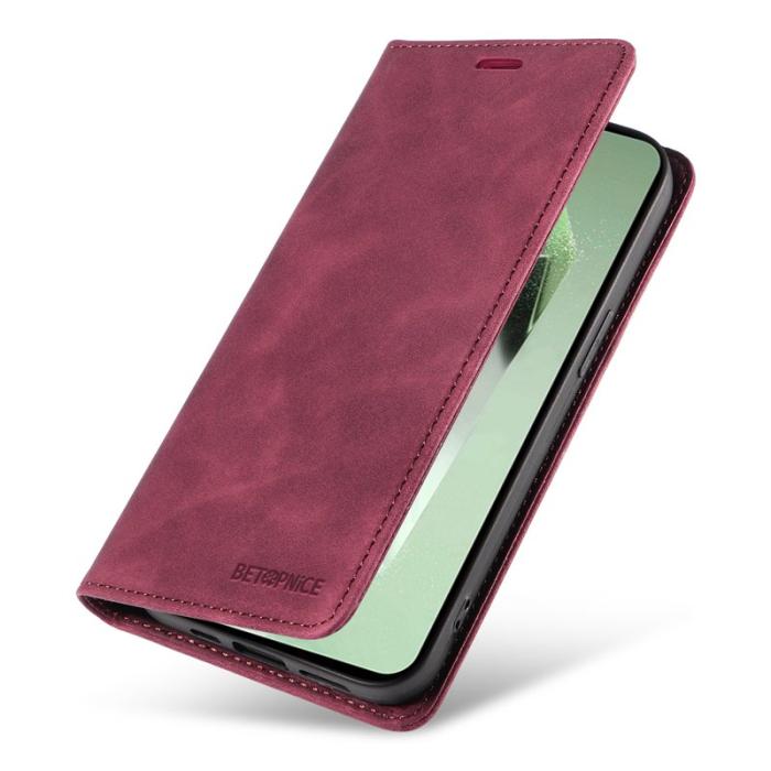 BETOPNICE - BETOPNICE 003 Samsung Galaxy S24 FE Fodral Äkta läder - Röd